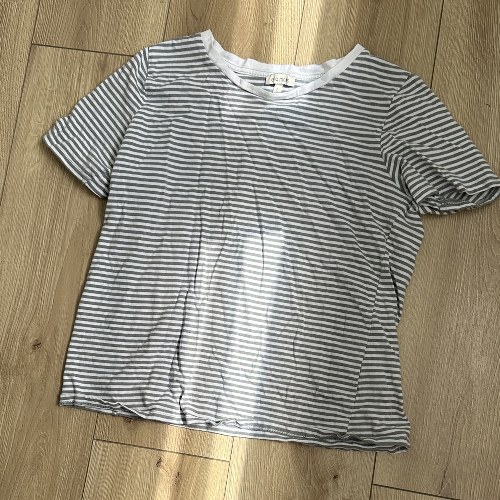 Ella Moss Gray and White Striped Top